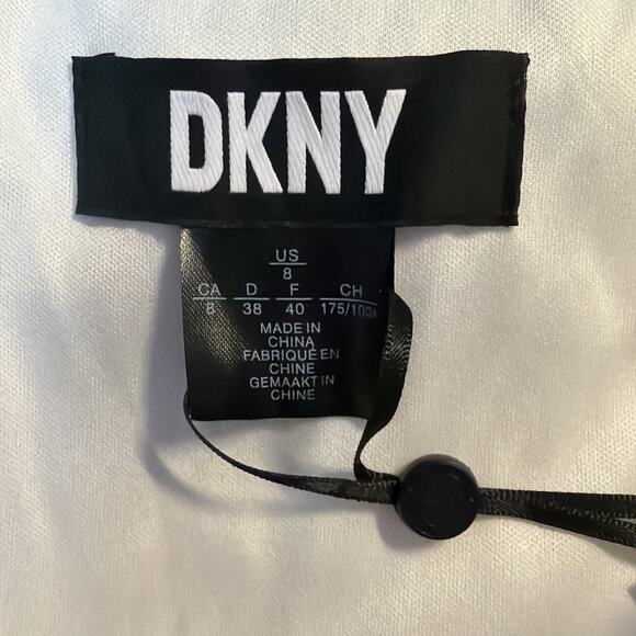 DKNY Women's 8 Semi Formal Cocktail Dress Sleeveless IVORY Bodice BLACK Skirt - Picture 10 of 16